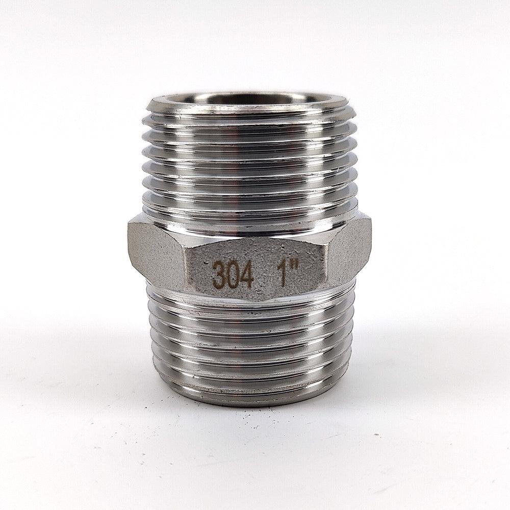 1 Inch BSP Male Threaded Hex Nipple 304 Stainless Steel . Male to Male Thread. Easily connect two 1 Inch Female threaded fittings