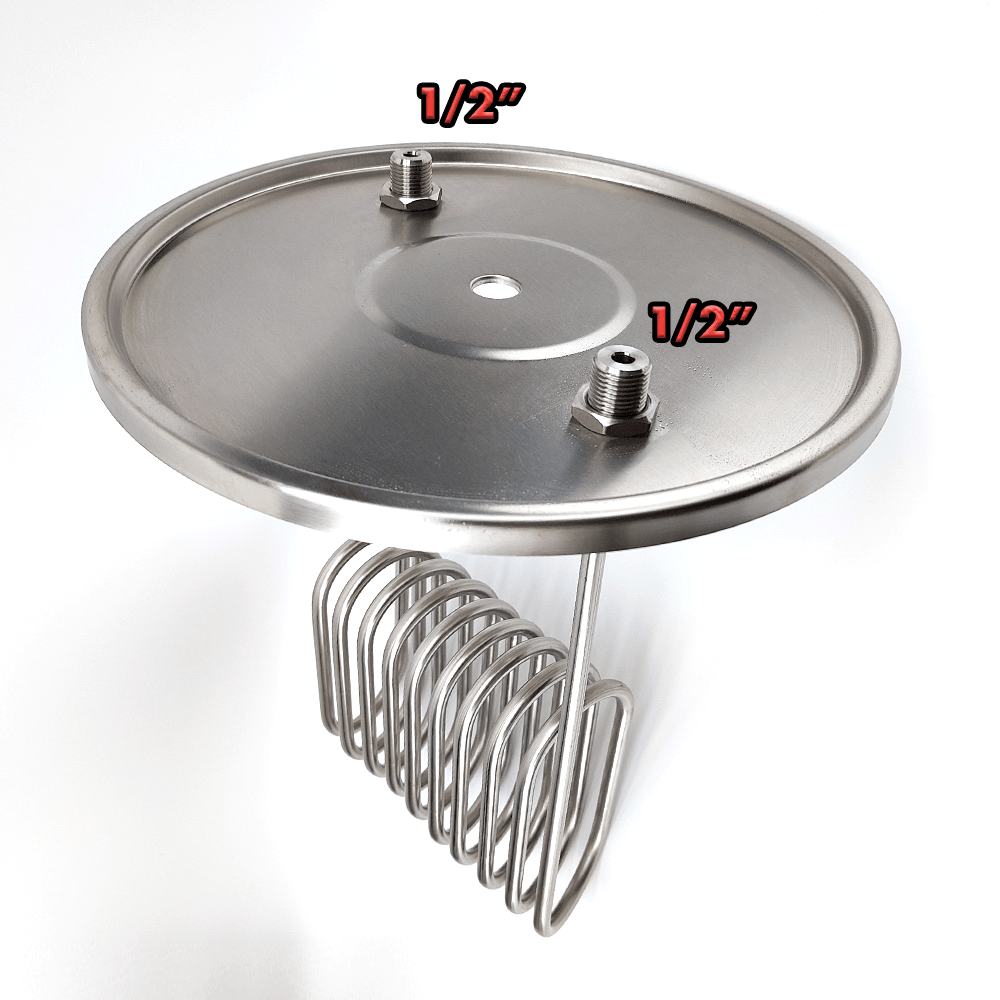 32L Stainless Steel Conical Fermenter Lid with SS 1/2 Inch BSP Male Glycol Cooling/Heating Coil - KegLand