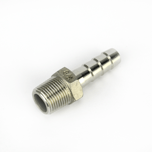 3/8 BSP x 3/8 (10mm) Stainless Hosetail Barb - KegLand