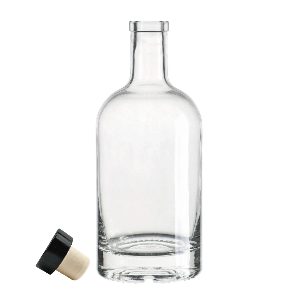 750mL Glass Spirit Bottle with Black Synthetic Cork Lid KegLand