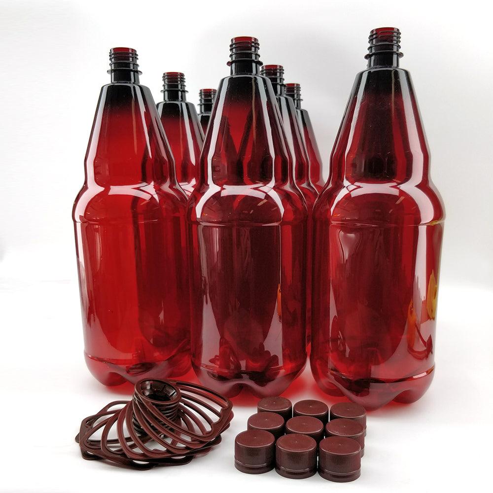 9 x 2500mL PET Amber Brown Bottles with Screw Caps and Handles - KegLand
