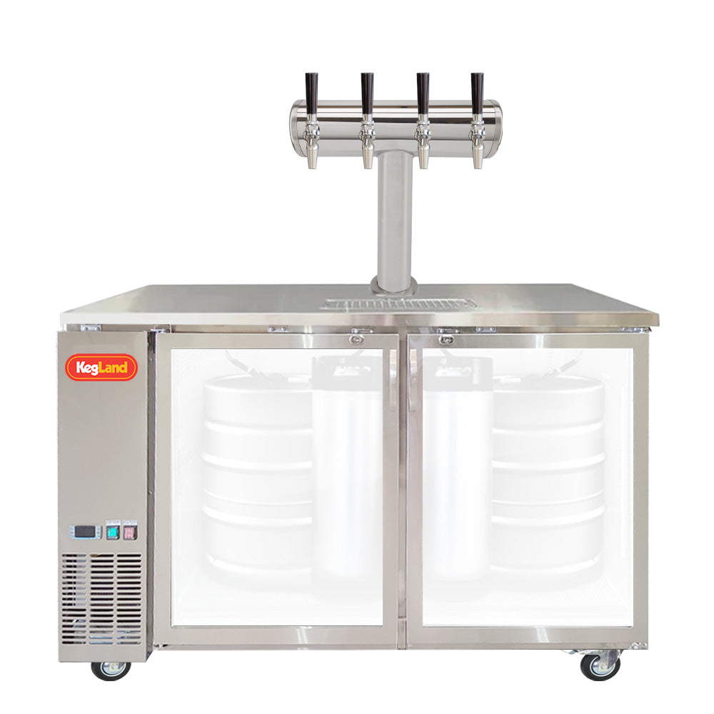 Build your Grand Deluxe 3 Two Glass Door Kegerator with KegLand. Dispense up to 12 homebrew kegs or 3 Commercial 50L Kegs. This is suitable for small bars and cafes.