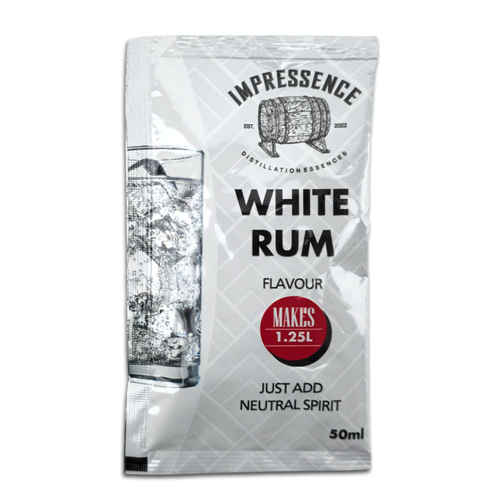 White Rum 50mL Spirit Flavouring Sachet that makes 1.25L of delicately floral and fruity Blanco rum.