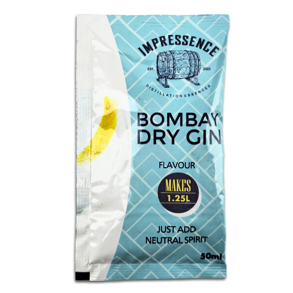 50mL Bombay Dry Gin Spirit Flavouring Sachet - makes 1.25L of fresh juniper and lemon forward gin.