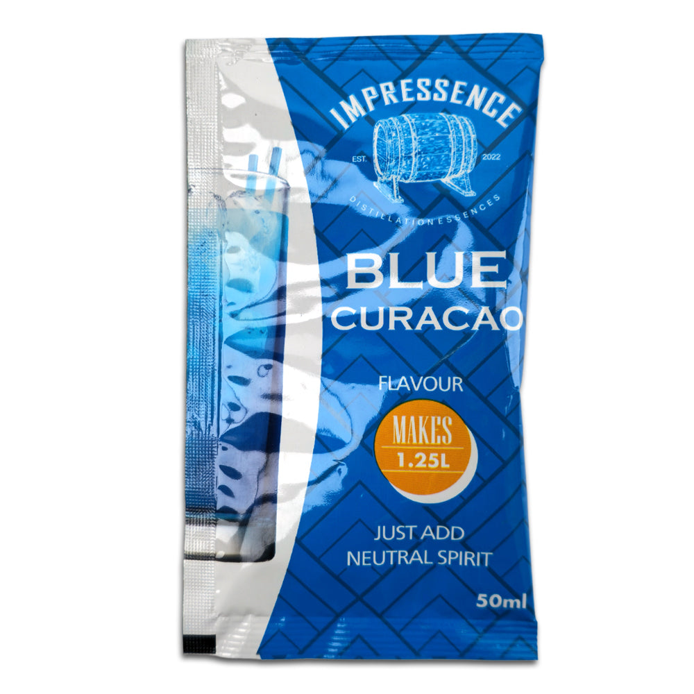 50mL Blue Curacao Liqueur Spirit Flavouring Sachet - makes 1.25L of curacao orange flavoured liqueur.