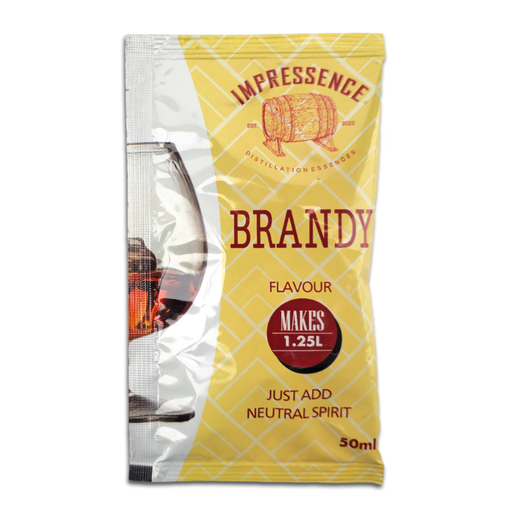 50mL Brandy Spirit Flavouring Sachet - Floral and spicy aromas leads to rich blonde caramel, dried apricots and lashings of orchard fruits.