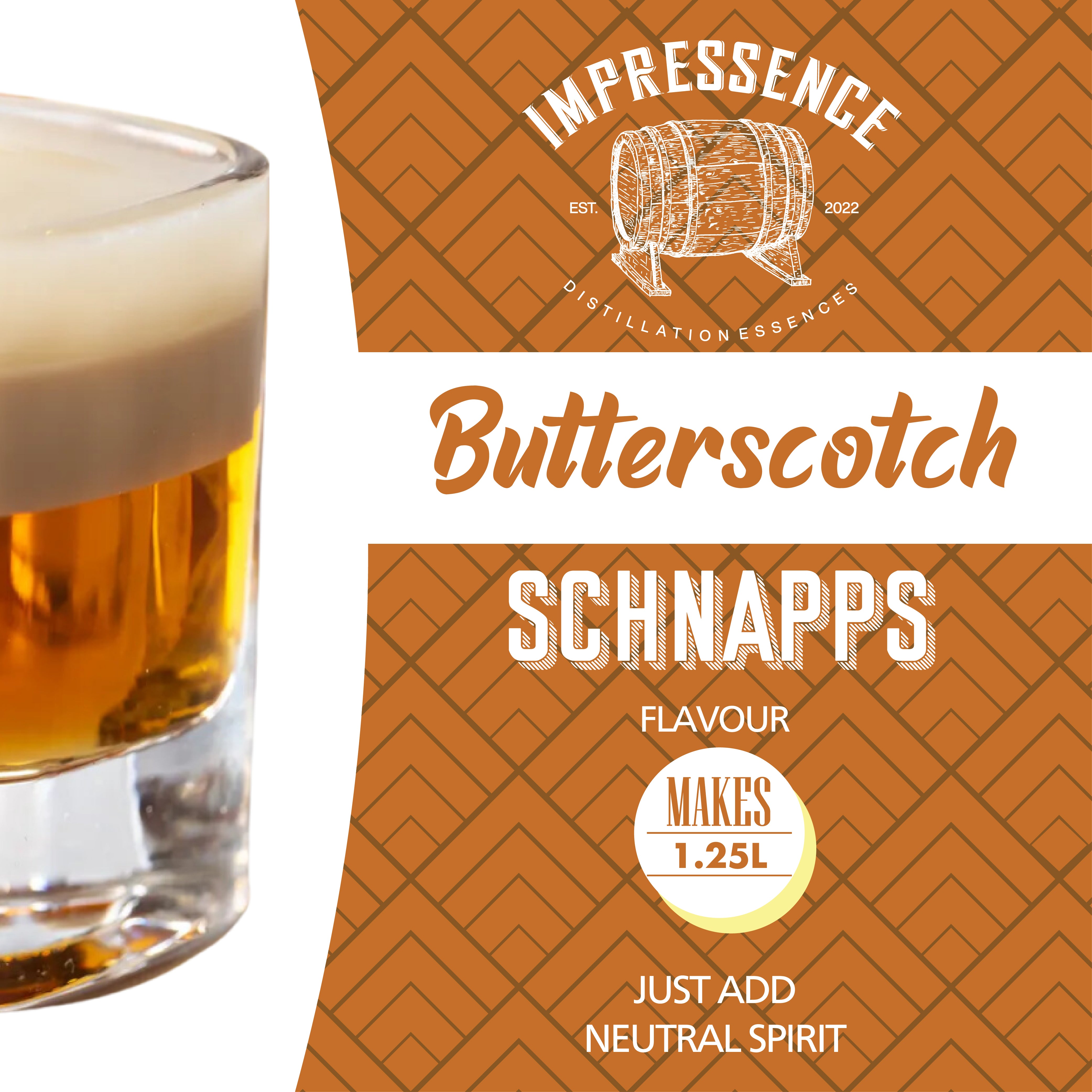 Impressence Butterscotch Schnapps Spirit Flavouring - Makes 1.25L of rich and velvety butterscotch liqueur.