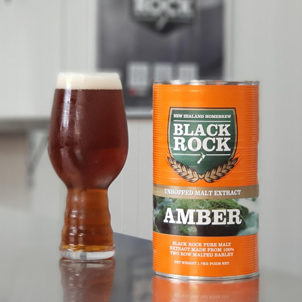 Black Rock Unhopped Amber Malt Extract. A versatile base for adding a rich caramel flavour and smooth malt sweetness to any beer.