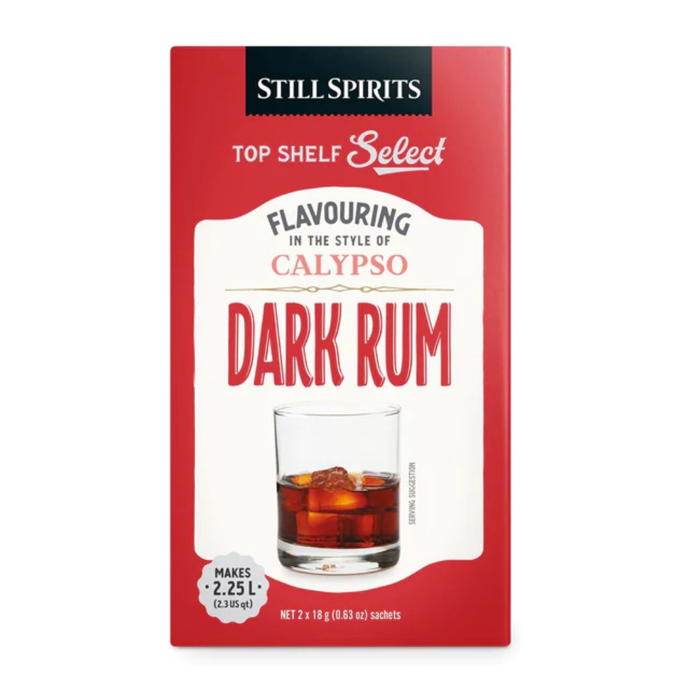 Calypso Dark Rum Spirit Flavouring - makes 2.25L of Caribbean with notes of smooth golden molasses.