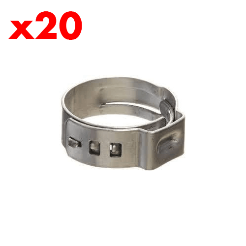 Bag of 20 x Stainless Stepless Clamps (suits OD 34.4-37.6mm) 37.6mm - KegLand