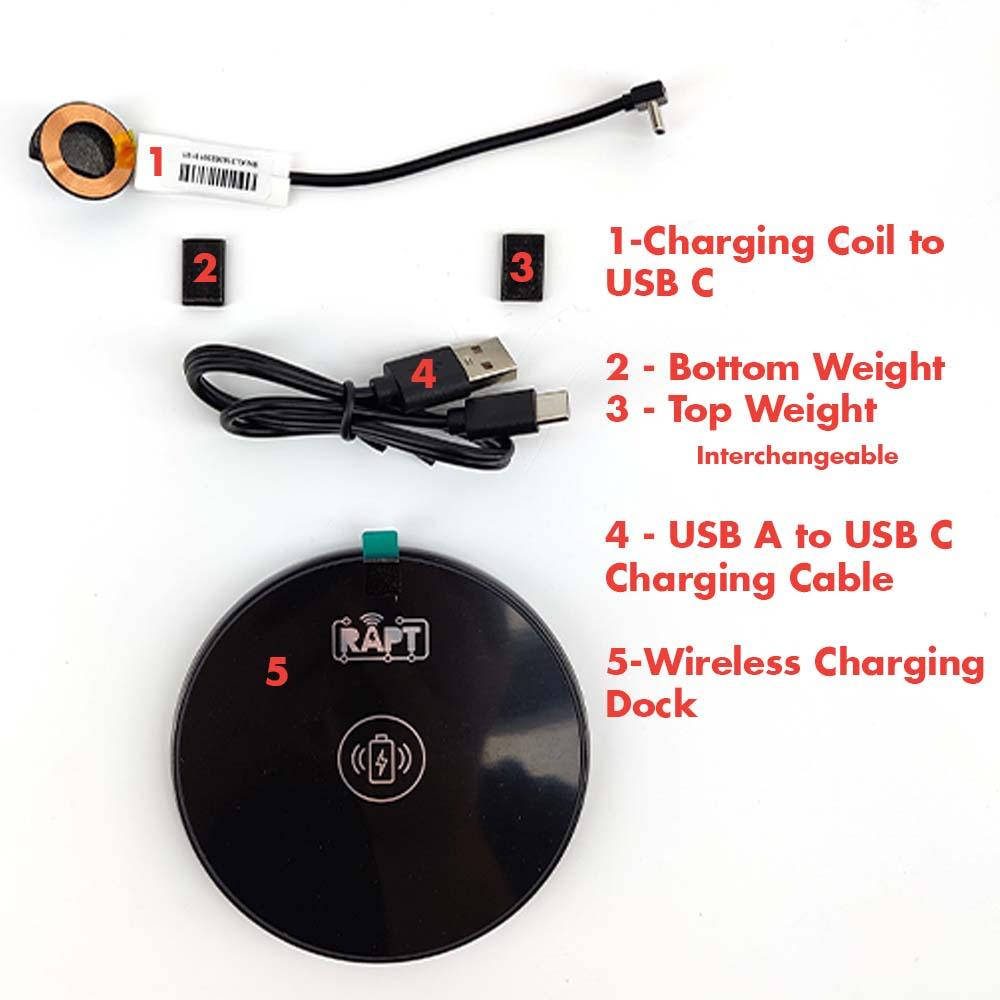 Complete Wireless Charging Kit for RAPT Pill Hydrometer (includes USB Cable+Charging Dock+Wireless Charge Coil+2 Weights) - KegLand