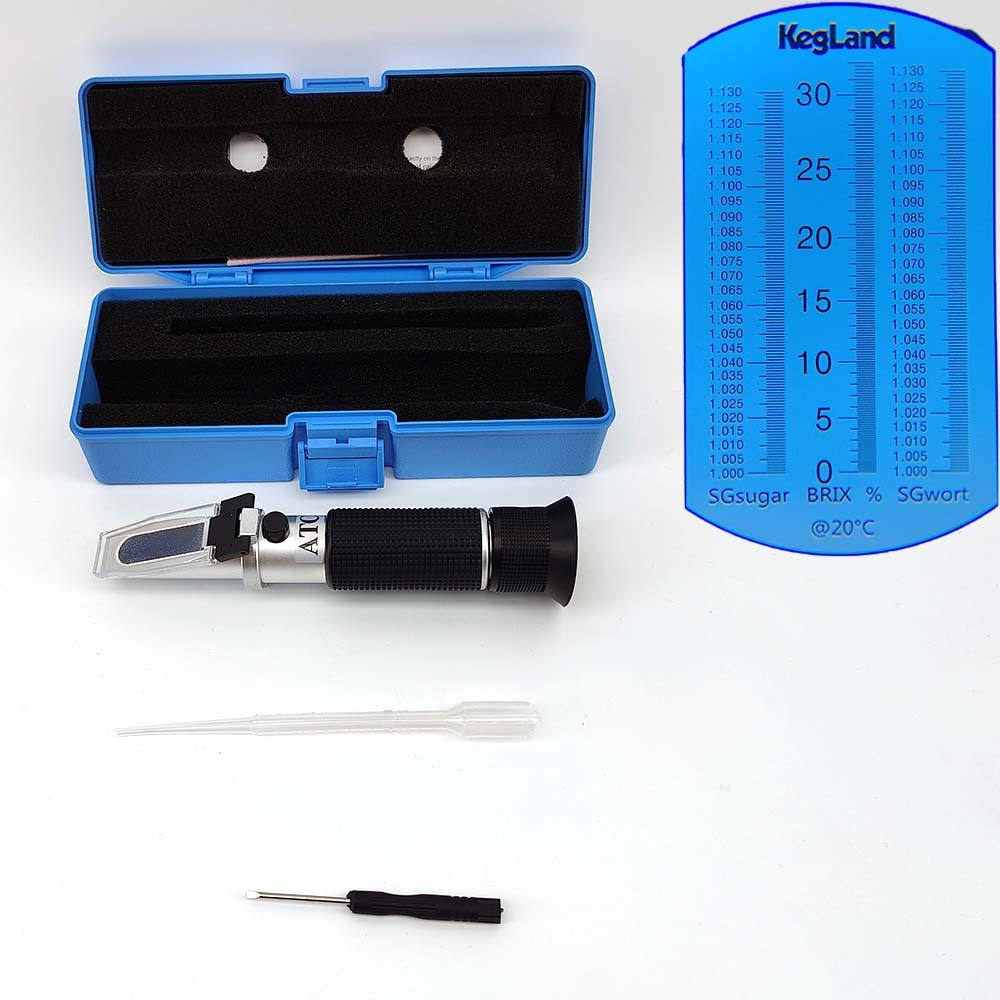Portable Refractometer ATC (Three Scale) Brix - SG Sugar - SG Wort - KegLand