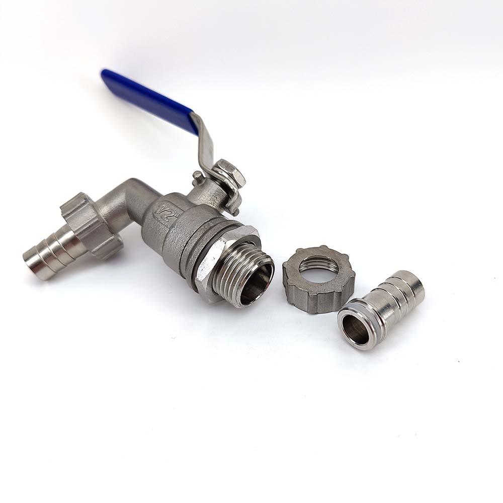 Replacement Gen 4 BrewZilla Ball Valve Assembly - 13mm Barb x 1/2' Male To Port x 13mm Barb - KegLand
