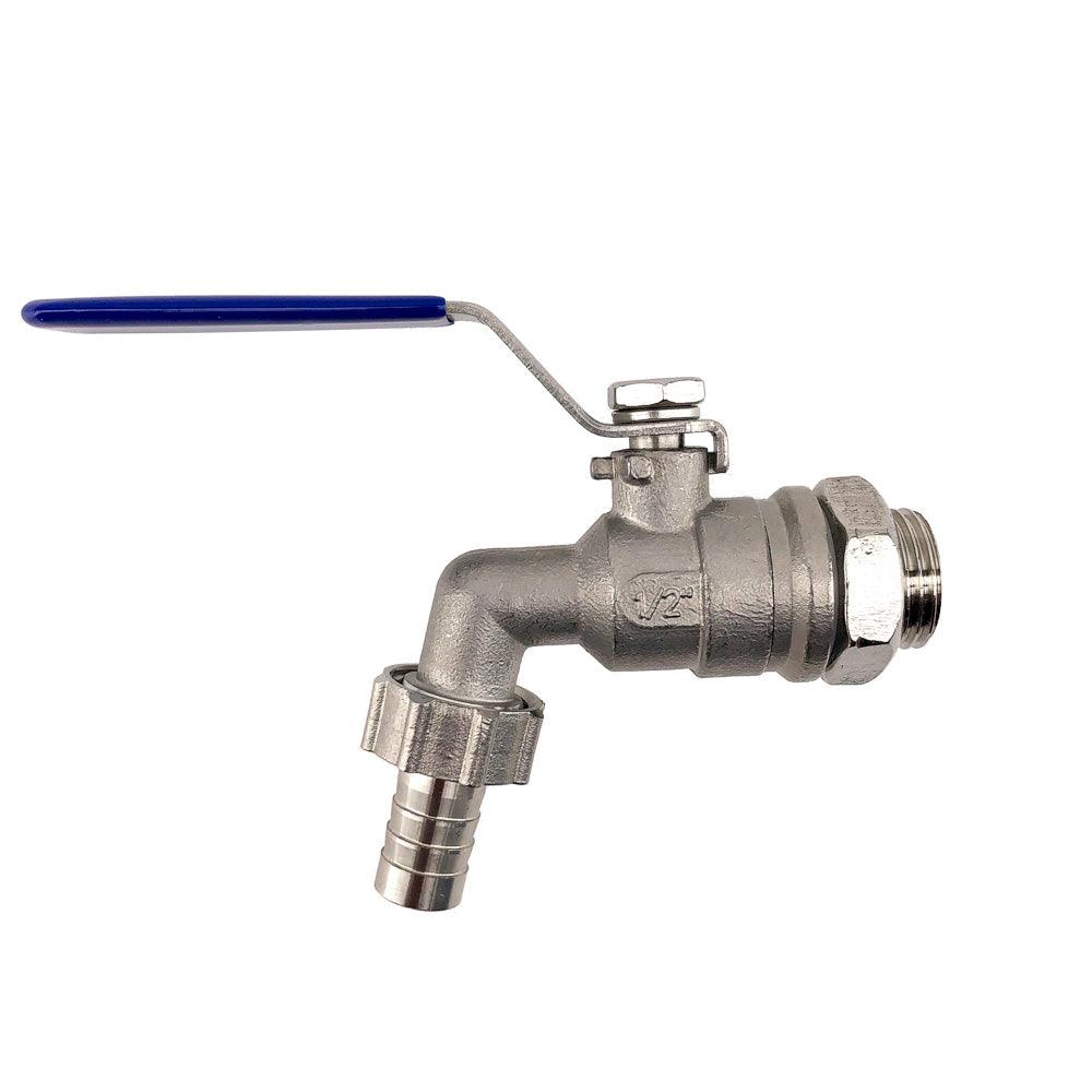 SS 1/2inch Tap/Ball Valve with 13mm Barb - KegLand