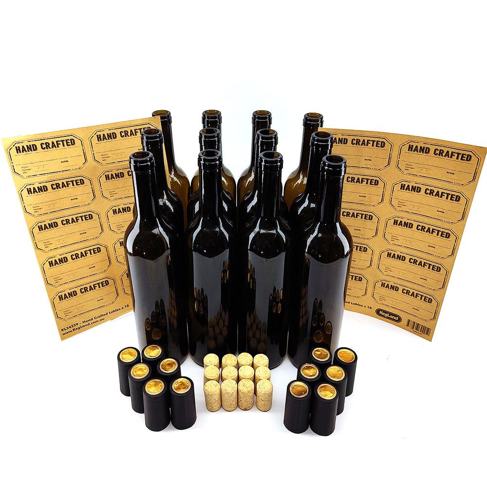 12 x 750mL Complete Wine and Mead Bottle Kit KegLand VineCo