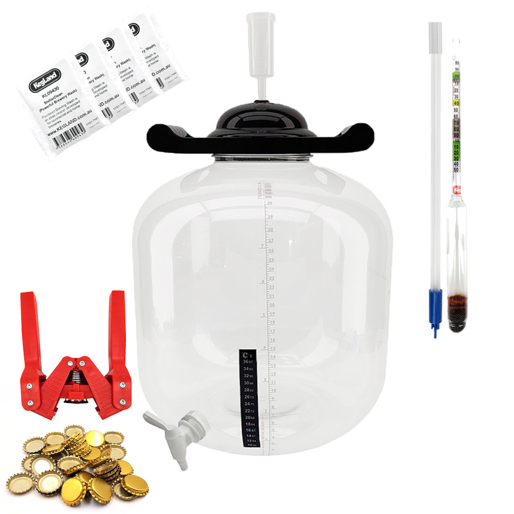 This kit is the ideal way to get into homebrewing. It comes with fermenter, hydrometer, cleaners, bottling hardware and a recipe kit. Perfect gift for any beginner.