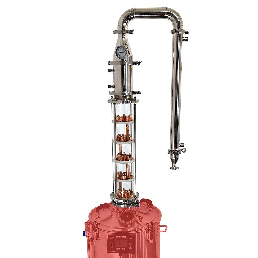 4 Inch Tri-Clover Borosicilate Glass Distillation Column with Copper Bubbler Plates - KegLand