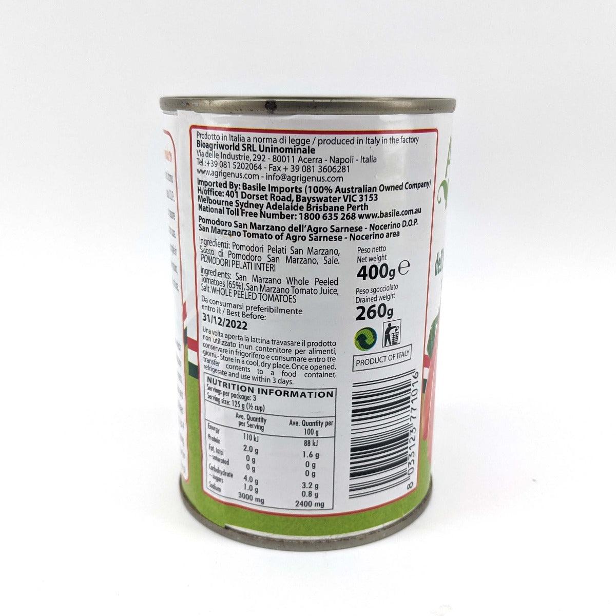 400g Canned San Marzano Tomatoes DOP Agrigenus (IT) Bulk Buy 12