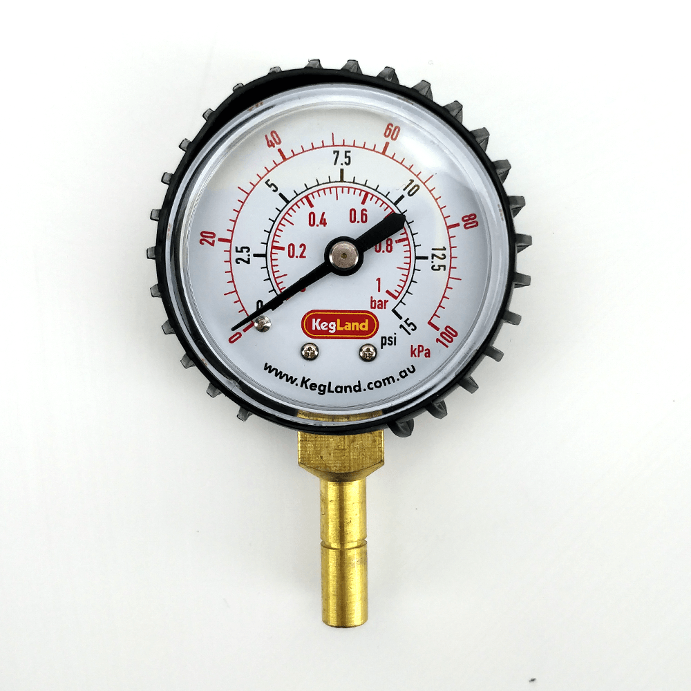 8mm (5/16) Push in Pressure Gauge 0-15psi - KegLand