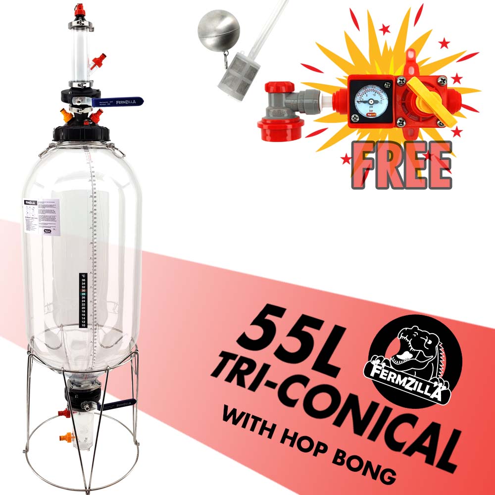 Gen3 55L FermZilla Tri-Conical Hop Bong Pressure Brewing Kit - Sanitary Tri-Clover collection container
