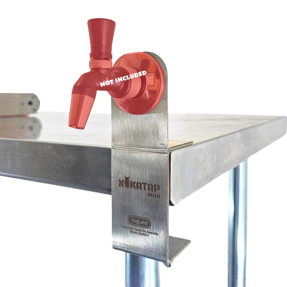 This bracket is compatible with tables that are up to 90mm thick. It can be adjusted to have the wing nut clamp in either direction, simply unscrew the flange piece from the threaded rod, then unscrew, then thread from the opposing side.