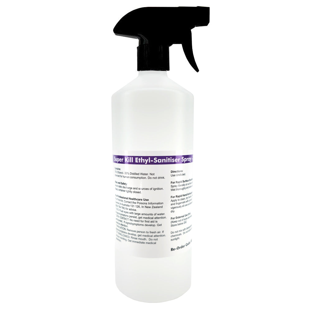 Medical Grade Ethanol Sanitiser Spray 1L Is one of the most effective sanitisers ever made.  Ethyl Alcohol works fast and leaves no residue or lingering smell. 