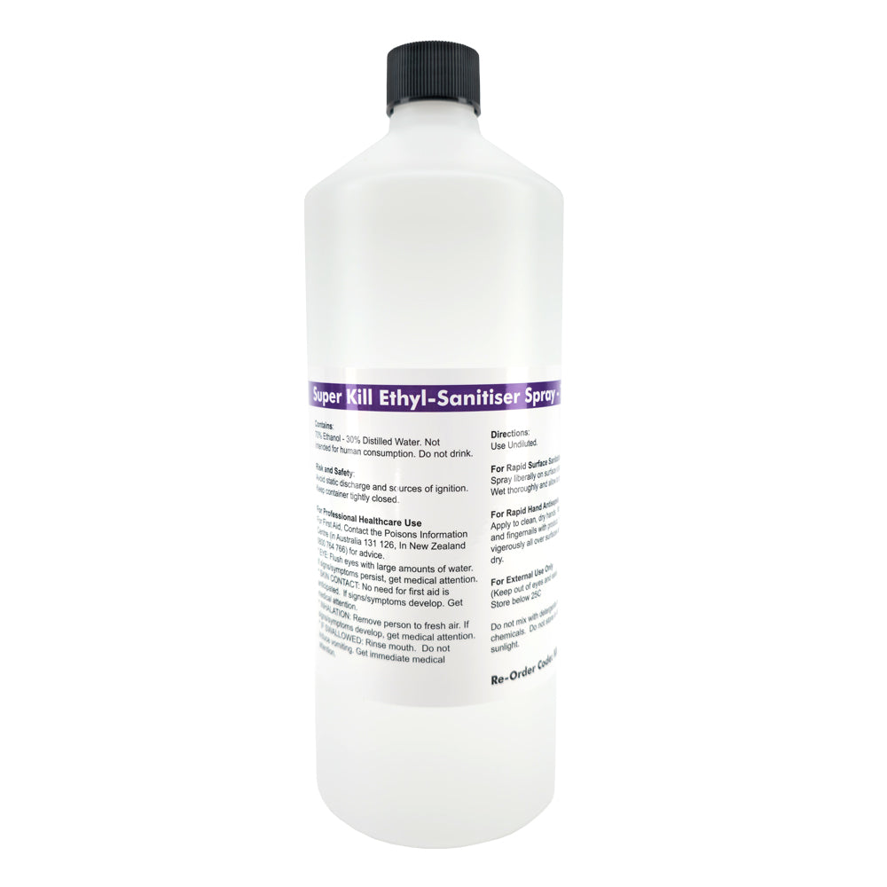 Medical Grade Ethanol Sanitiser Spray 1L Is one of the most effective sanitisers ever made.  Ethyl Alcohol works fast and leaves no residue or lingering smell. 