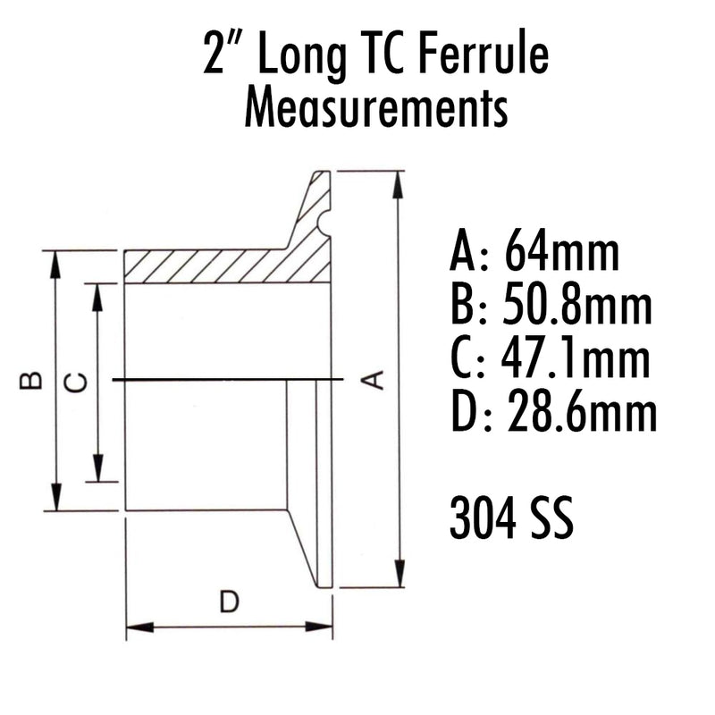 2 Inch Tri-Clover Ferrule | Welding Required | Distillation | Homebrew
