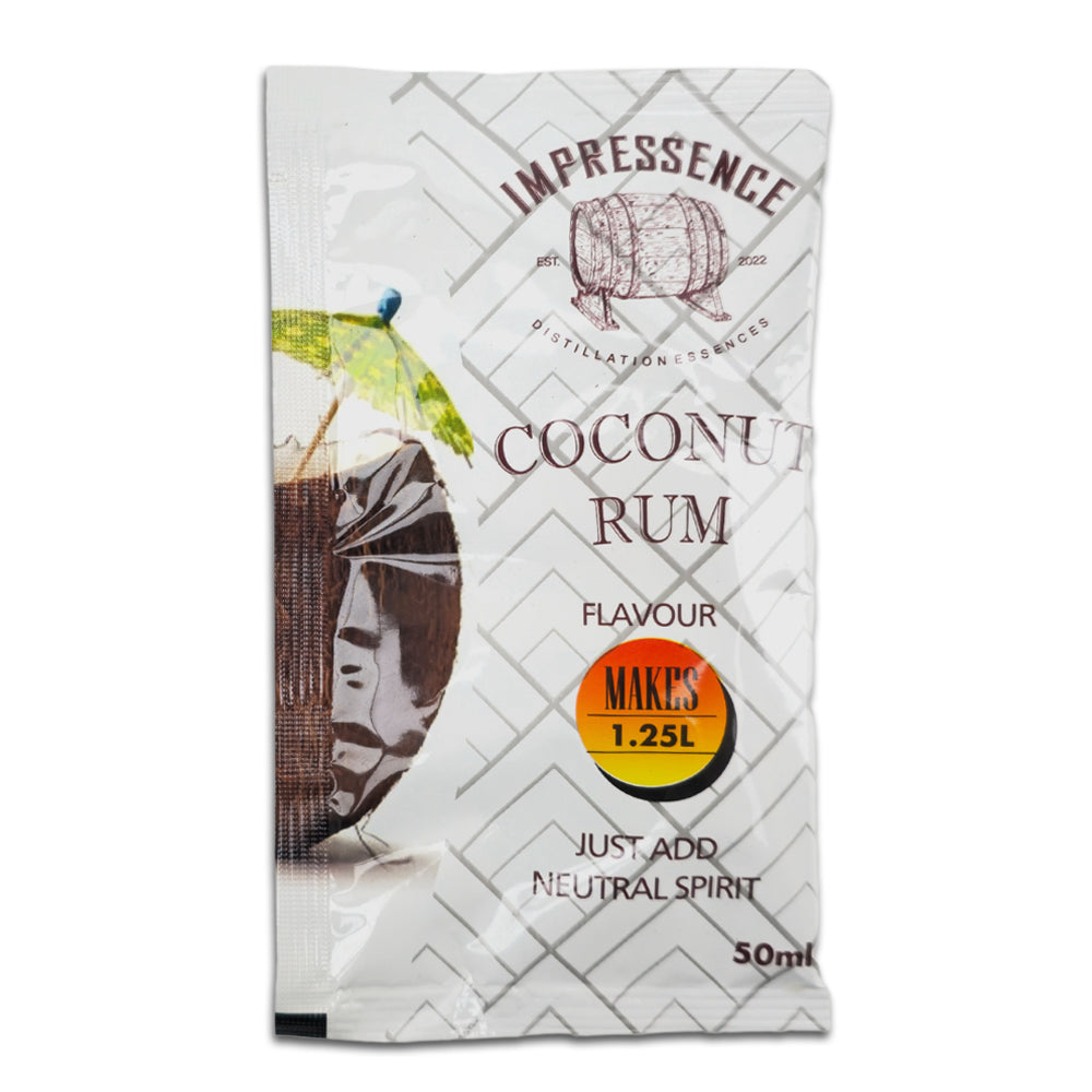 50mL Coconut Rum Liqueur Spirit Flavouring Sachet - makes 1.25L of Caribbean Malibu Style Coconut Rum.