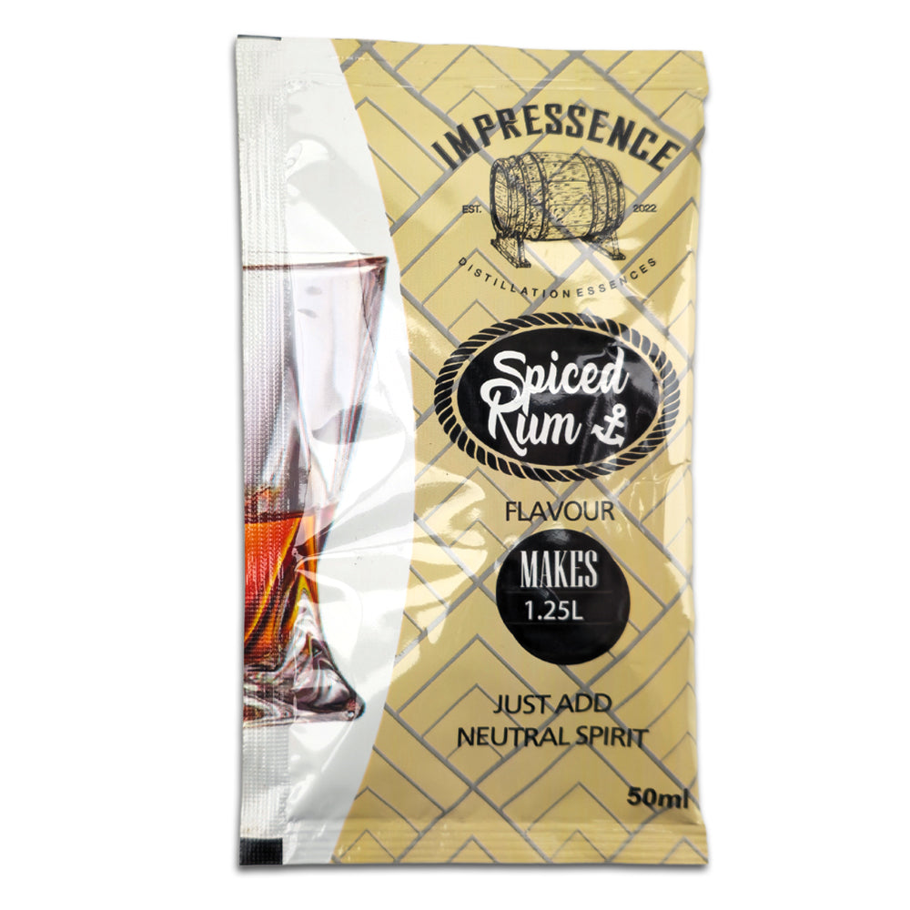 50mL Spiced Rum Spirit Flavouring Sachet - makes 1.25L blend of Captain Morgans and Sailor Jerrys favourite Caribbean Style rum.