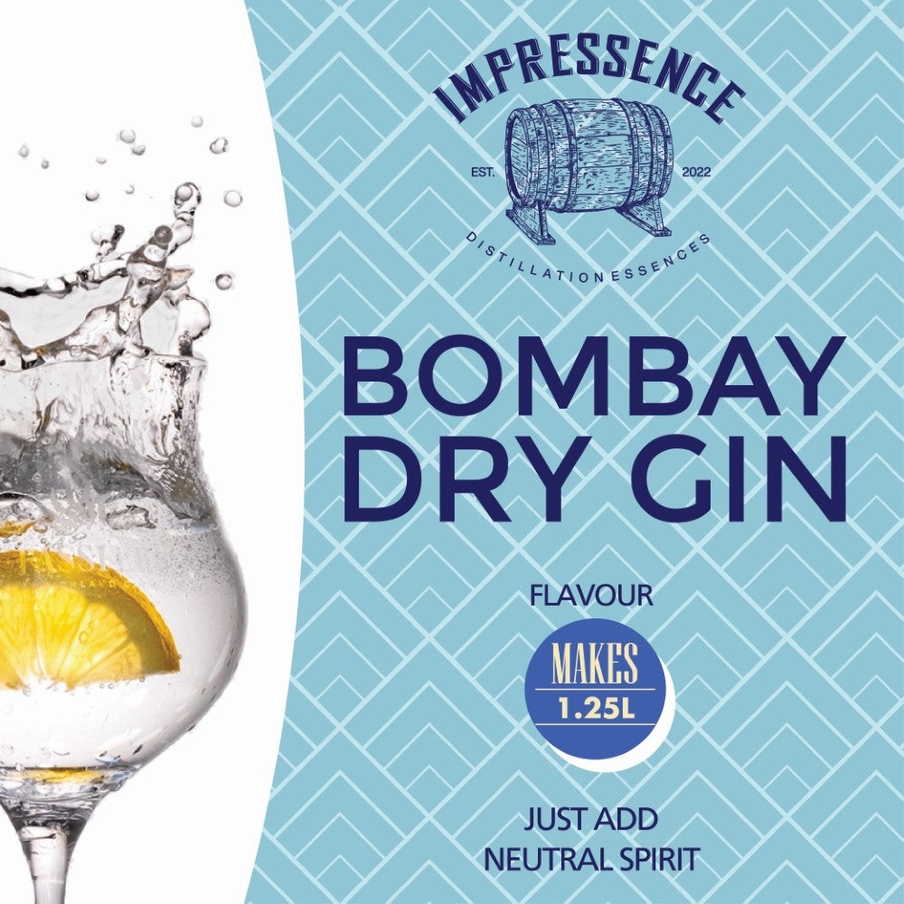 Bombay Dry Gin Spirit Flavouring - makes 1.25L of fresh juniper and lemon forward gin.