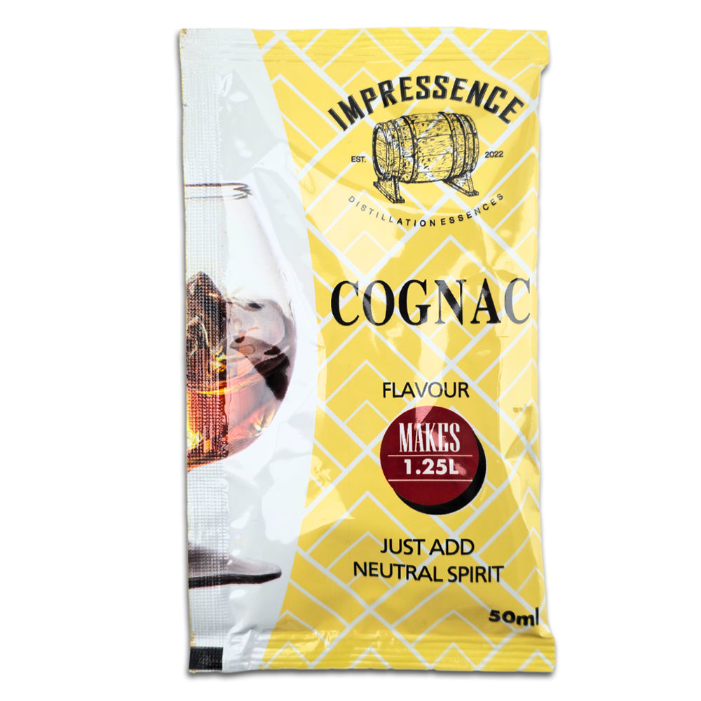 50mL Impressence French XO Styled Cognac Sachet. It boasts of fresh peach and plums to more distinguished aromas of concentrated prunes, figs, and dried apricots. 