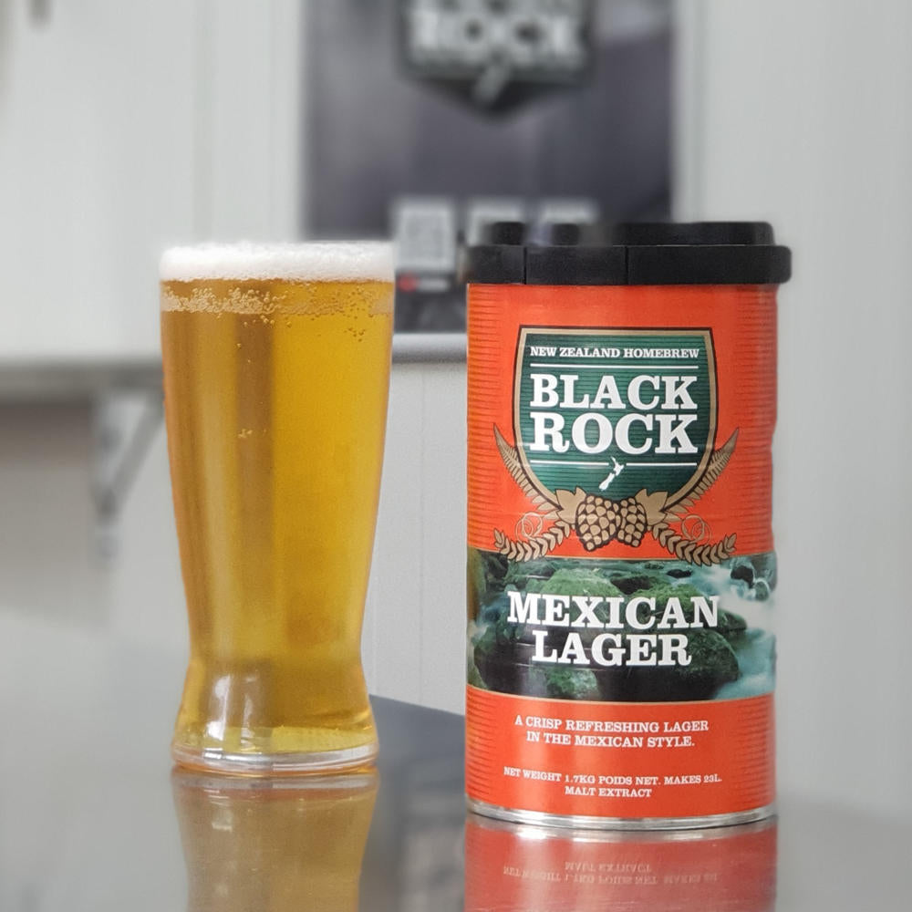 Black Rock Mexican Lager Beer Kit. Liquid Malt Extract with yeast for a light coloured, Mexican style beer with a balanced, crisp clean finish.