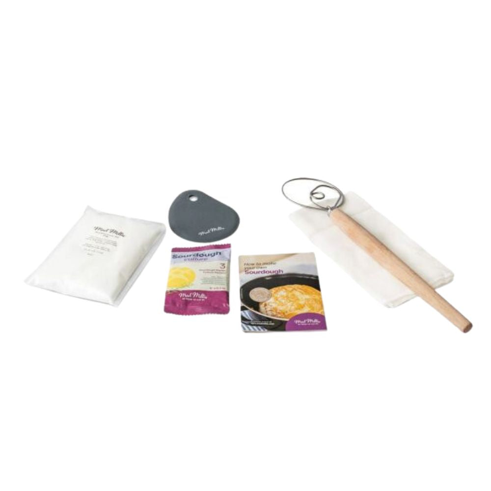All ingredients and equipment included to make sourdough at home.