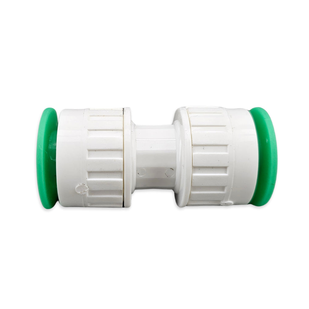 Suited to EVABarrier Lightbarrier Hydroponics hosing, this particular fitting is used to join two hoses together in a straight line.