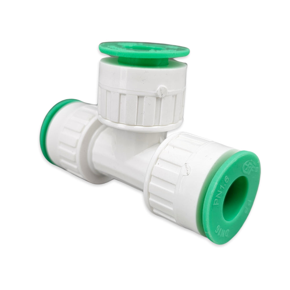 Suited to EVABarrier Lightbarrier Hydroponics hosing, this particular fitting is modelled up as a T configuration tee piece. Ideal for joining three sets of hosing together.
