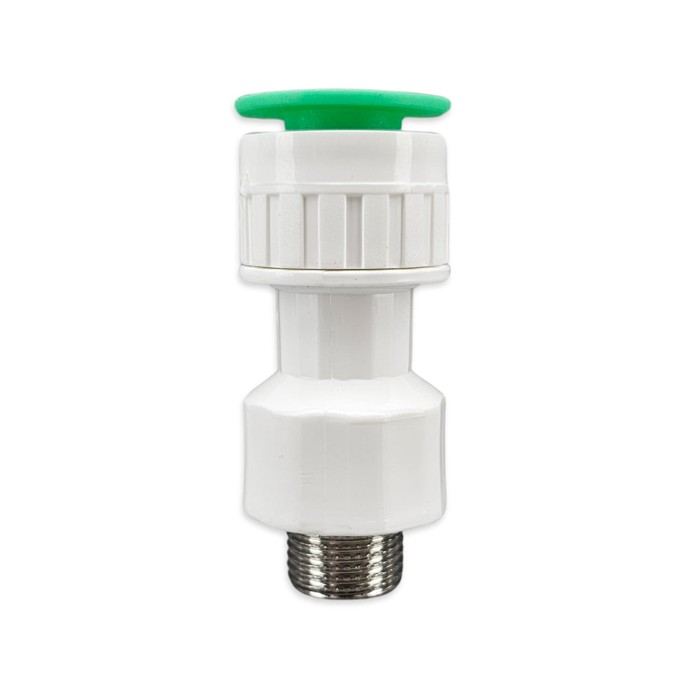 Suited to EVABarrier Lightbarrier Hydroponics hosing, this particular fitting is equipped one end being push in and the other side 1/2 Inch BSP Male.