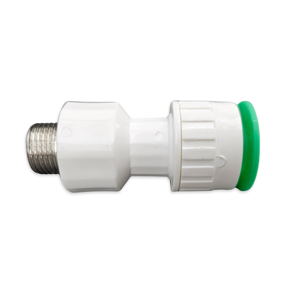 Suited to EVABarrier Lightbarrier Hydroponics hosing, this particular fitting is equipped one end being push in and the other side 1/2 Inch BSP Male.