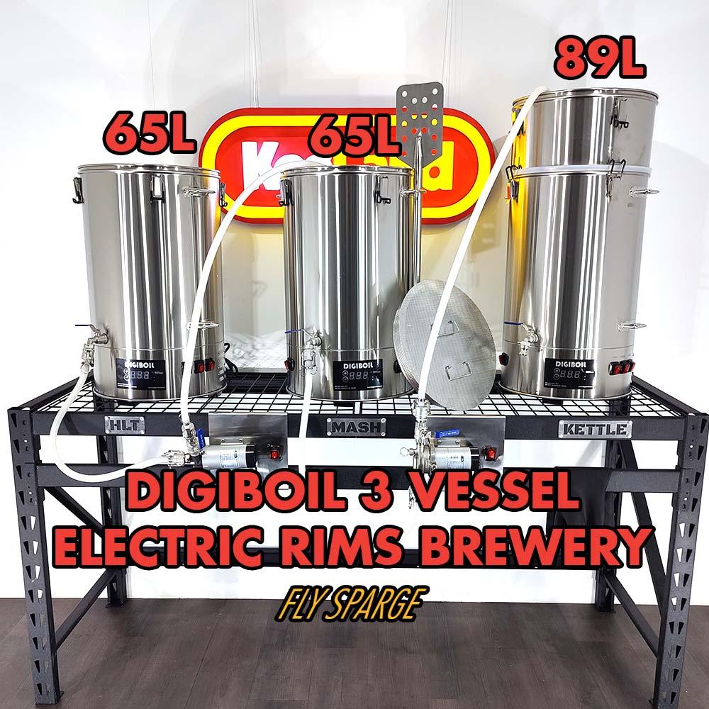 Allstar 65L x 65L x 89L DigiBoil 3 Vessel Brewery (RIMS) - KegLand