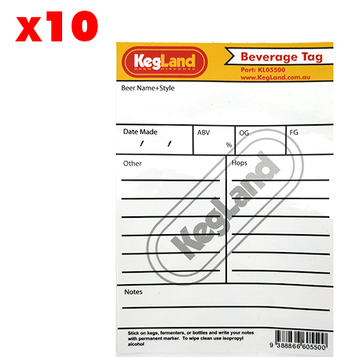 Beverage Tag x 10 - KegLand