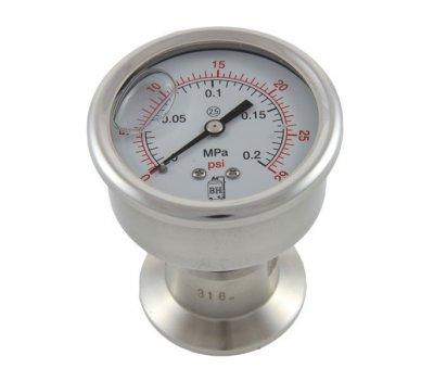 Diaphragm Pressure Gauge (1.5inch Tri Clover) 0-2Bar (0-30psi) - KegLand