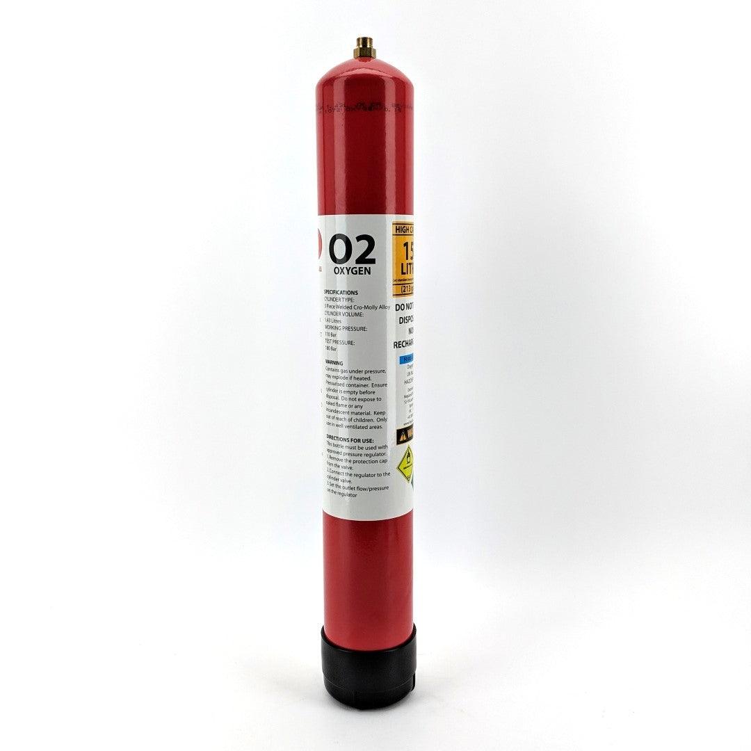 43 Inch O2 Bottle Disposable Gas Cylinder - 1.43L - 110Bar Oxygen