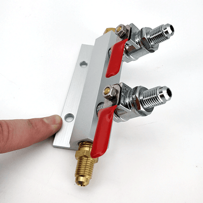 Thread Splitter 2 Output / 2 Way Manifold Gas Line Splitter with Check Valves (1/4 ...