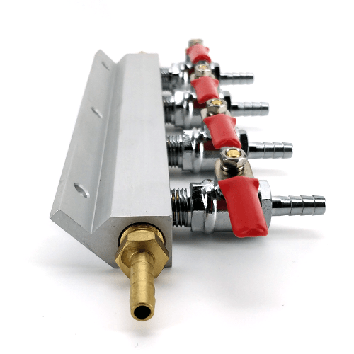 Gas Line Manifold Splitter 4 ways (1/4inch, 6mm Barb) - KegLand