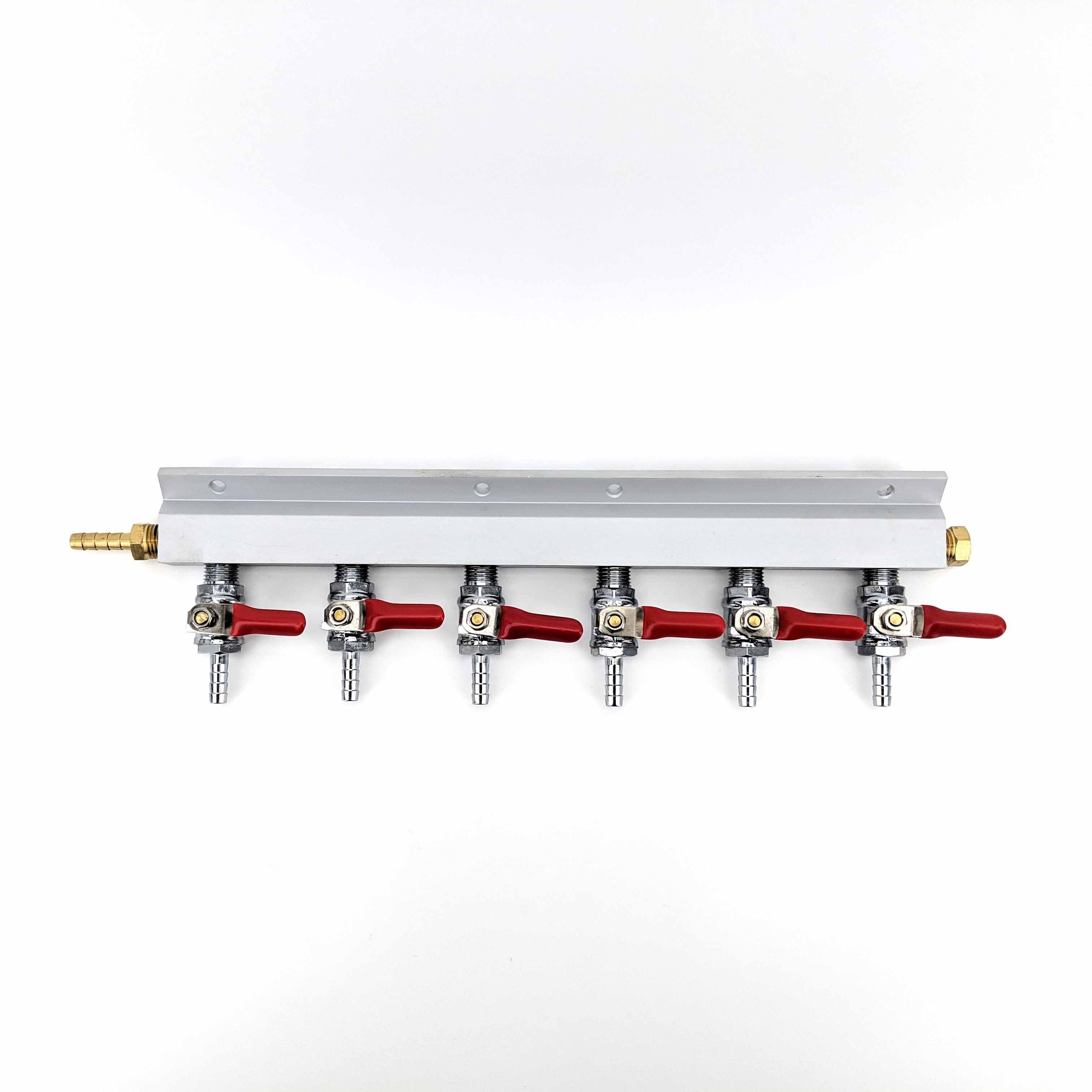 Gas Line Manifold Splitter 6 ways (1/4inch, 6mm Barb) - KegLand