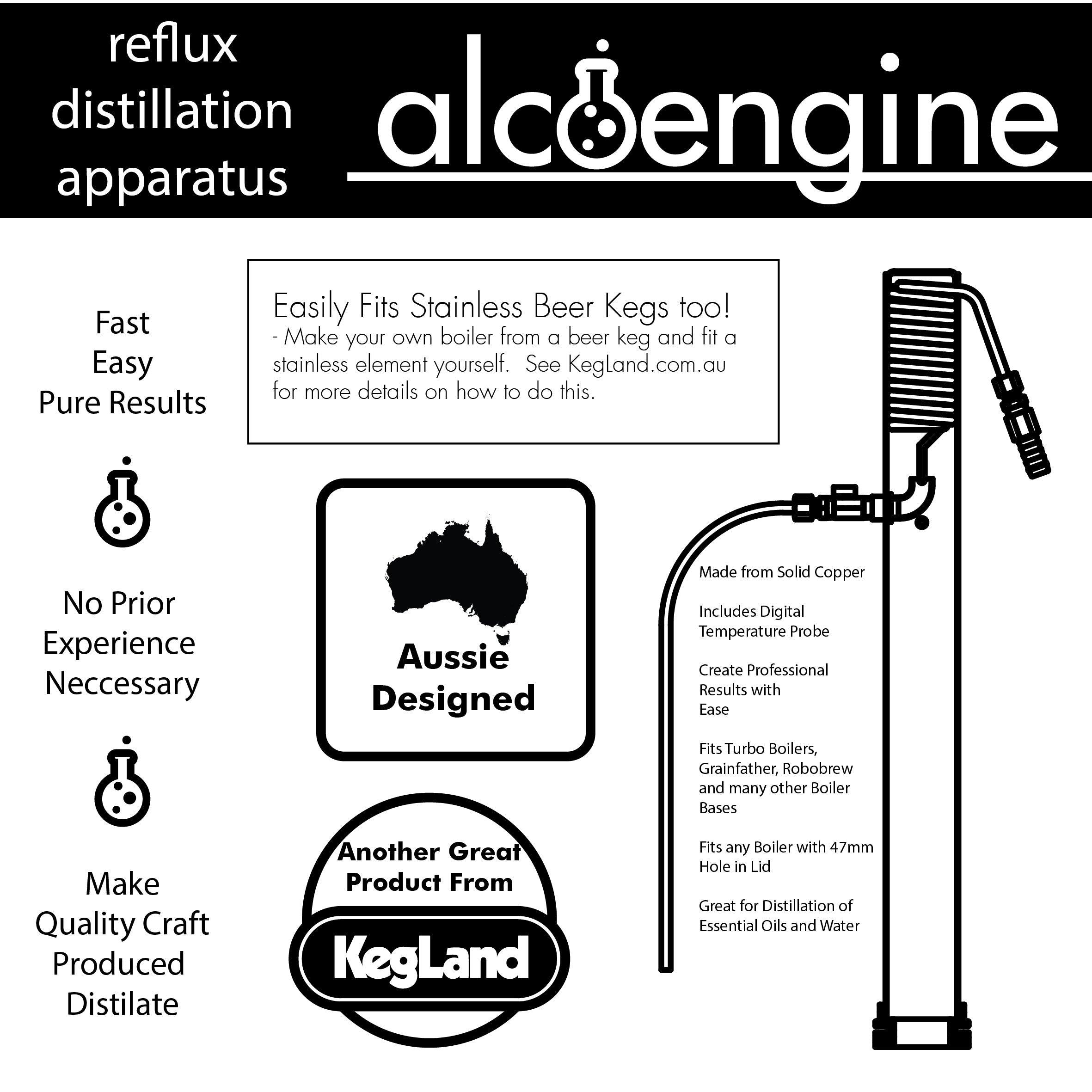 Gen 1.0 - AlcoEngine - Copper reflux Still with 13mm Barb Tails - KegLand