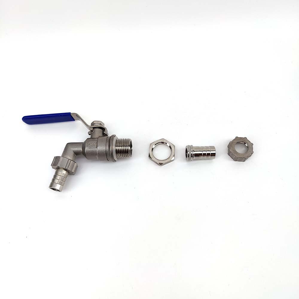 Replacement Gen 4 BrewZilla Ball Valve Assembly - 13mm Barb x 1/2' Male To Port x 13mm Barb - KegLand