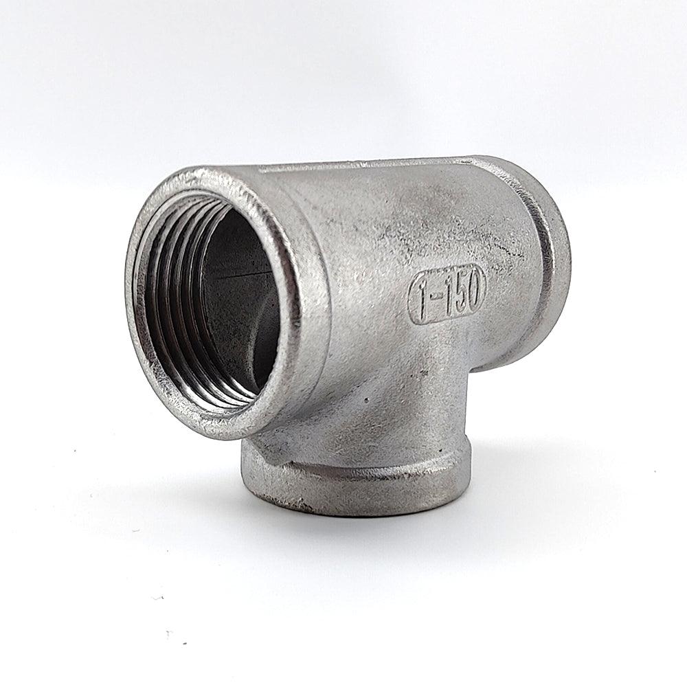 Stainless Equal Tee with Internal 1 Inch BSP Thread - KegLand