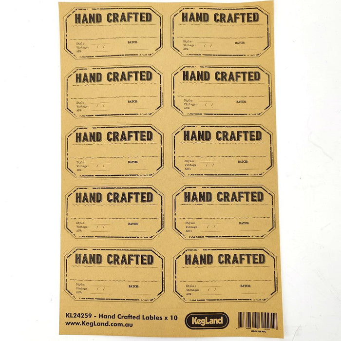 Sample Craft Labels Vintage Craft Labels - A4 Sheet 2x5